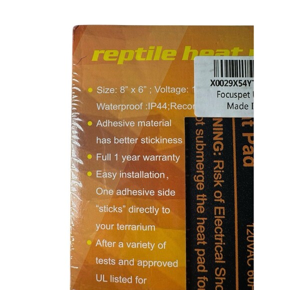 Focuspet Under Tank Heater, Reptile Heating Pad 6''x 8'' Waterproof UTH Heat Mat - Picture 5 of 6